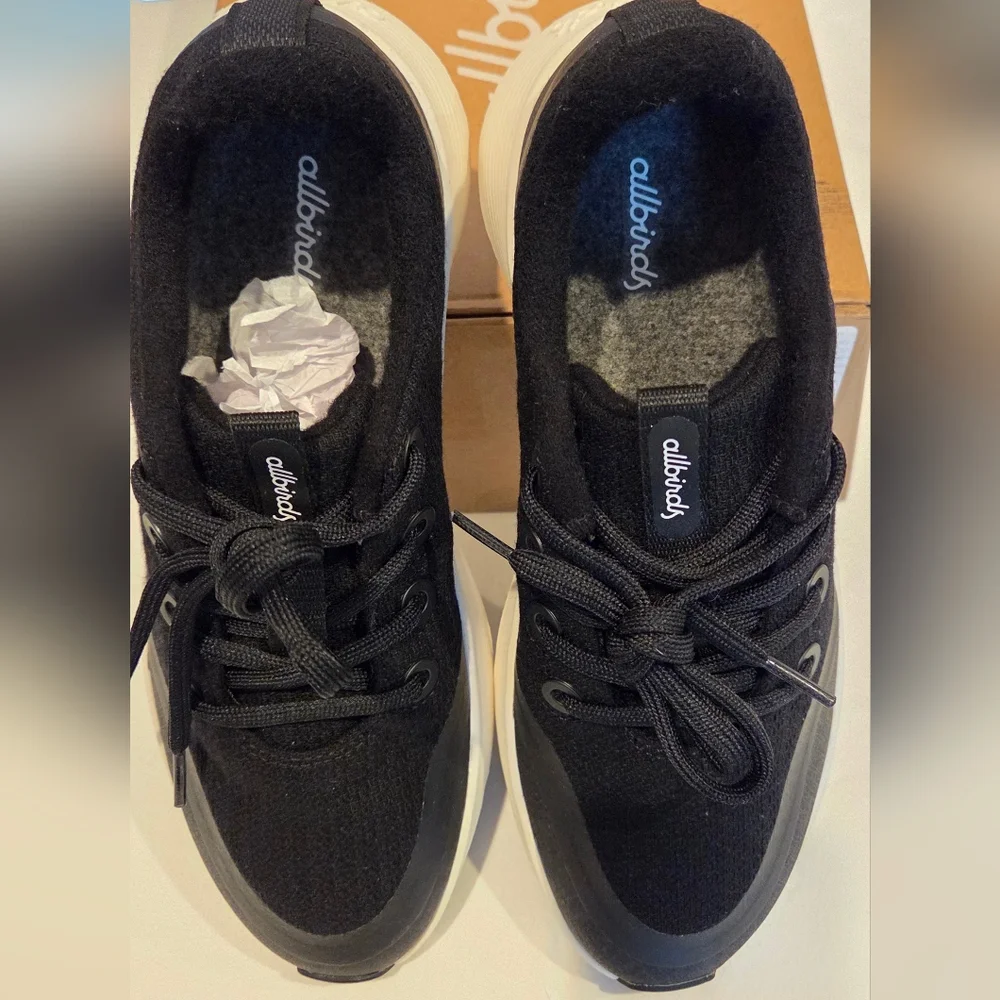 Allbirds Black and White Runner Protect Sneakers - Picture 7 of 7